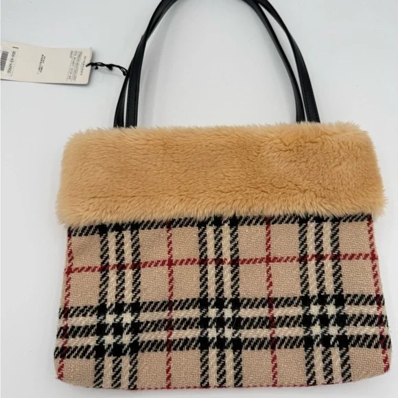 Burberry Plaid Wool and Fur Bag - Picture 2 of 5